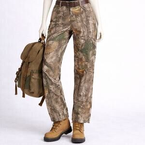 vtg Carhartt Womens Realtree y2k Camo Hunting utility Pants Sz 12 relaxed baggy